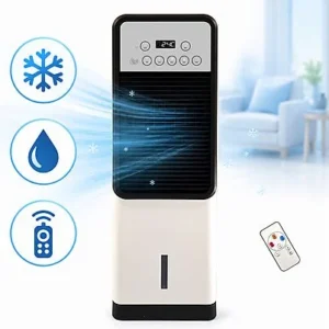 COSYHOMES 1800W 2-in-1 Kalt Warm Dual 3L PTC Mobil 3 Stufen Ventilator Weiß